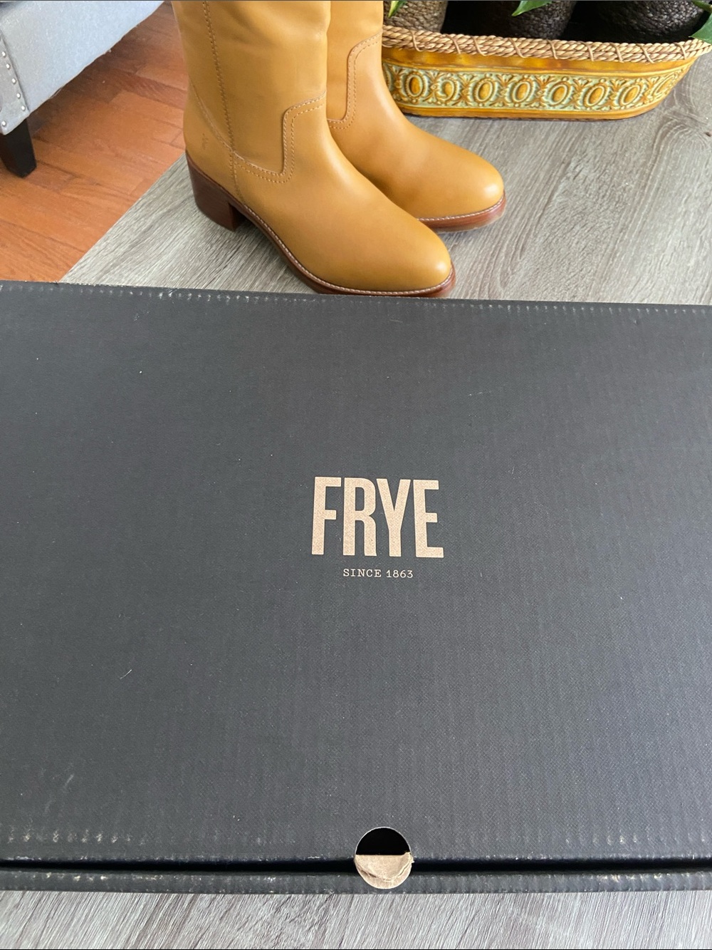 Frye Tall Leather Boots in Mustard Yellow - Picture 9 of 11